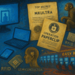 Collage of blue-lit screens, declassified documents, and a casino floor, symbolising historical and modern behavioural influence research.